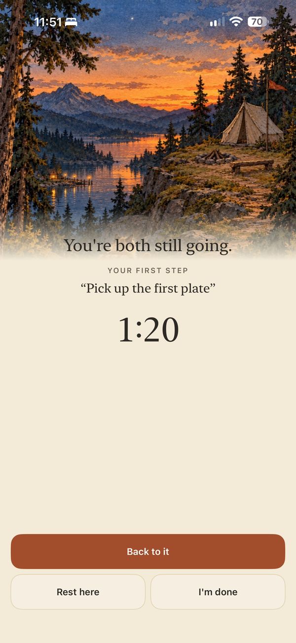 Pick-up screen: You're both still going, 1:20 left